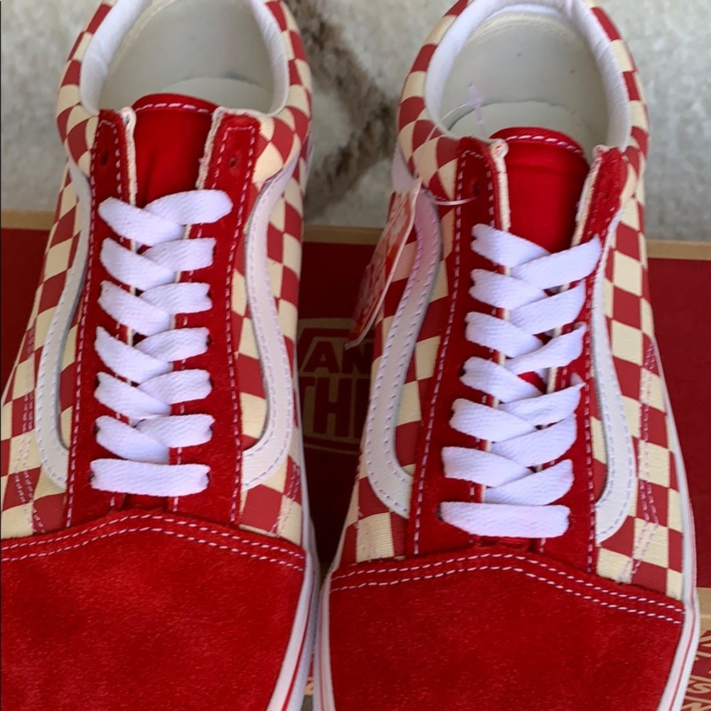 ••VANS OLD SKOOL PRIMARY CHECK Rng Red/White WMNS - Picture 9 of 16